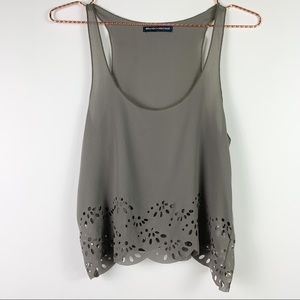 Brandy Melville Taupe OS Scalloped Cut Out Tank